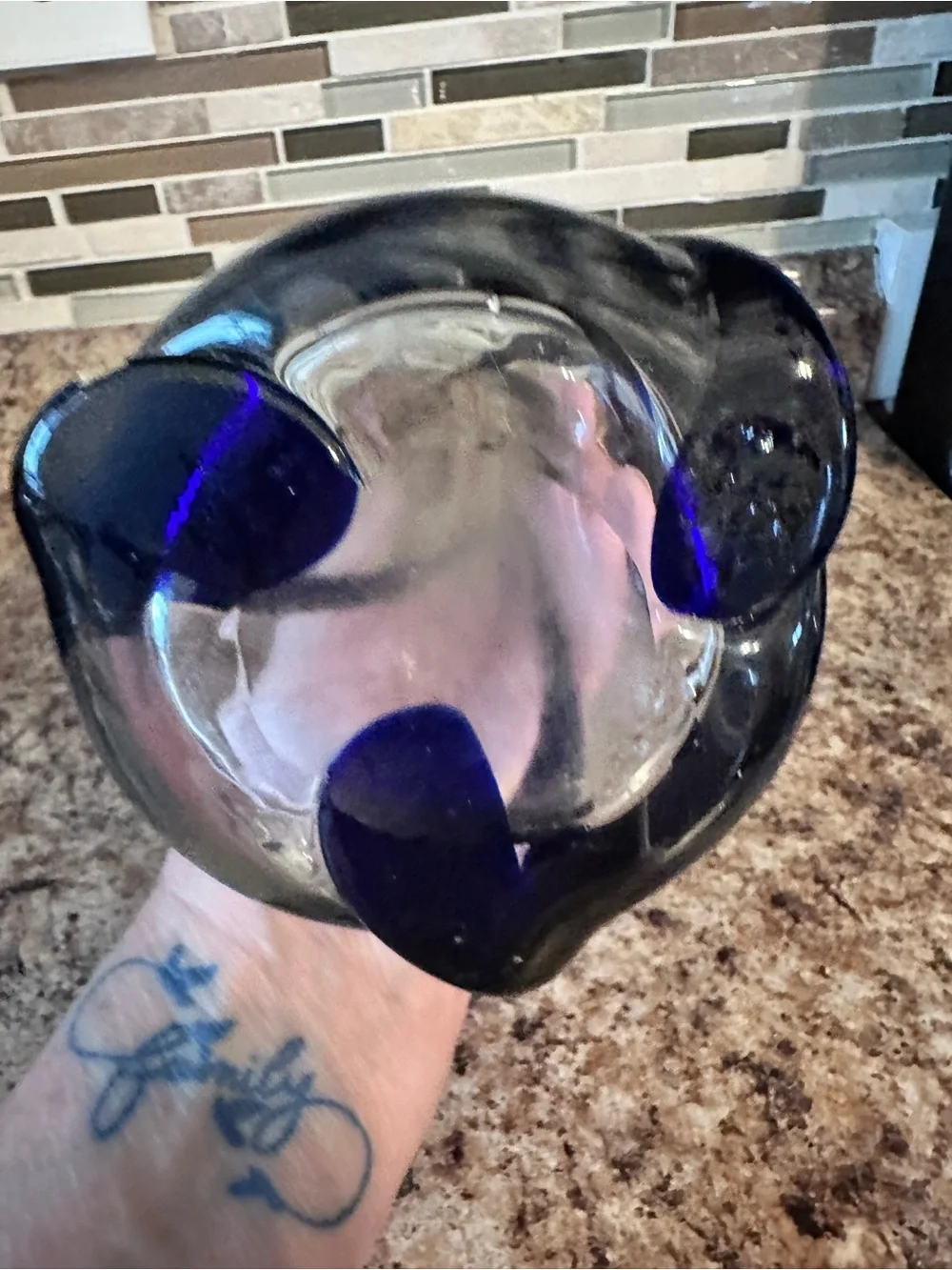 Blue Swirl Glass Vase - Handblown Decorative Accent